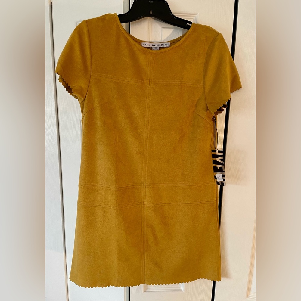 NWT Faux Suede Mini Dress in Rich Golden Color
